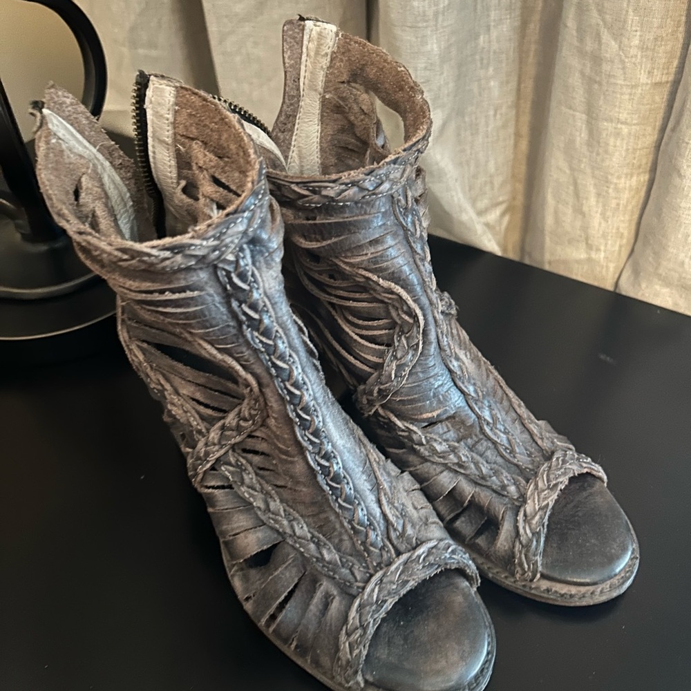 Freebird by Steven Braided Heeled Boots - Dark Gray